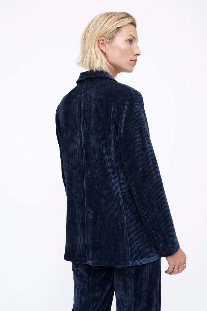 Navy Blue Velvet Corduroy Blazer