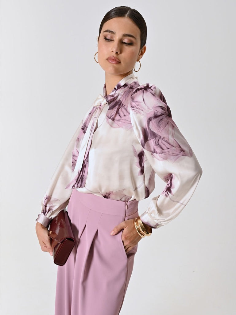 Pink Mauve Floral Print Blouse