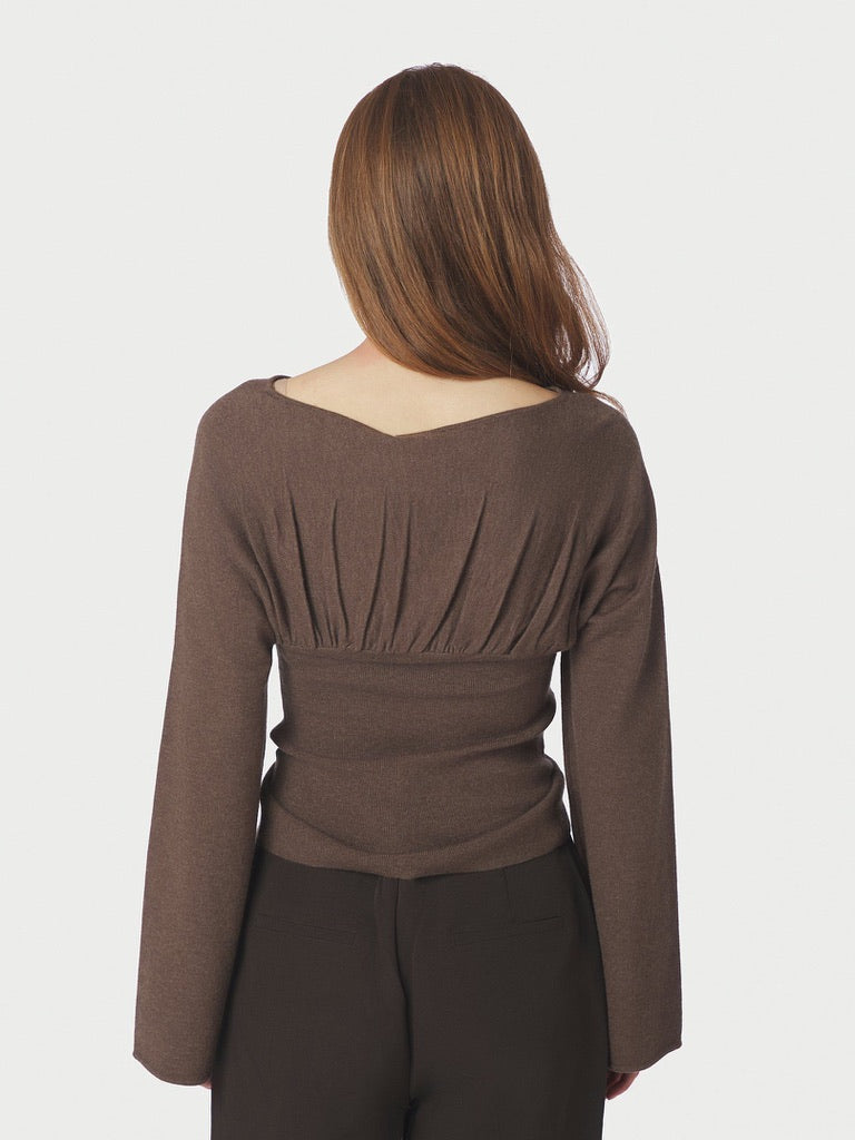 Kaiba Knit Blouse - Brown Melange