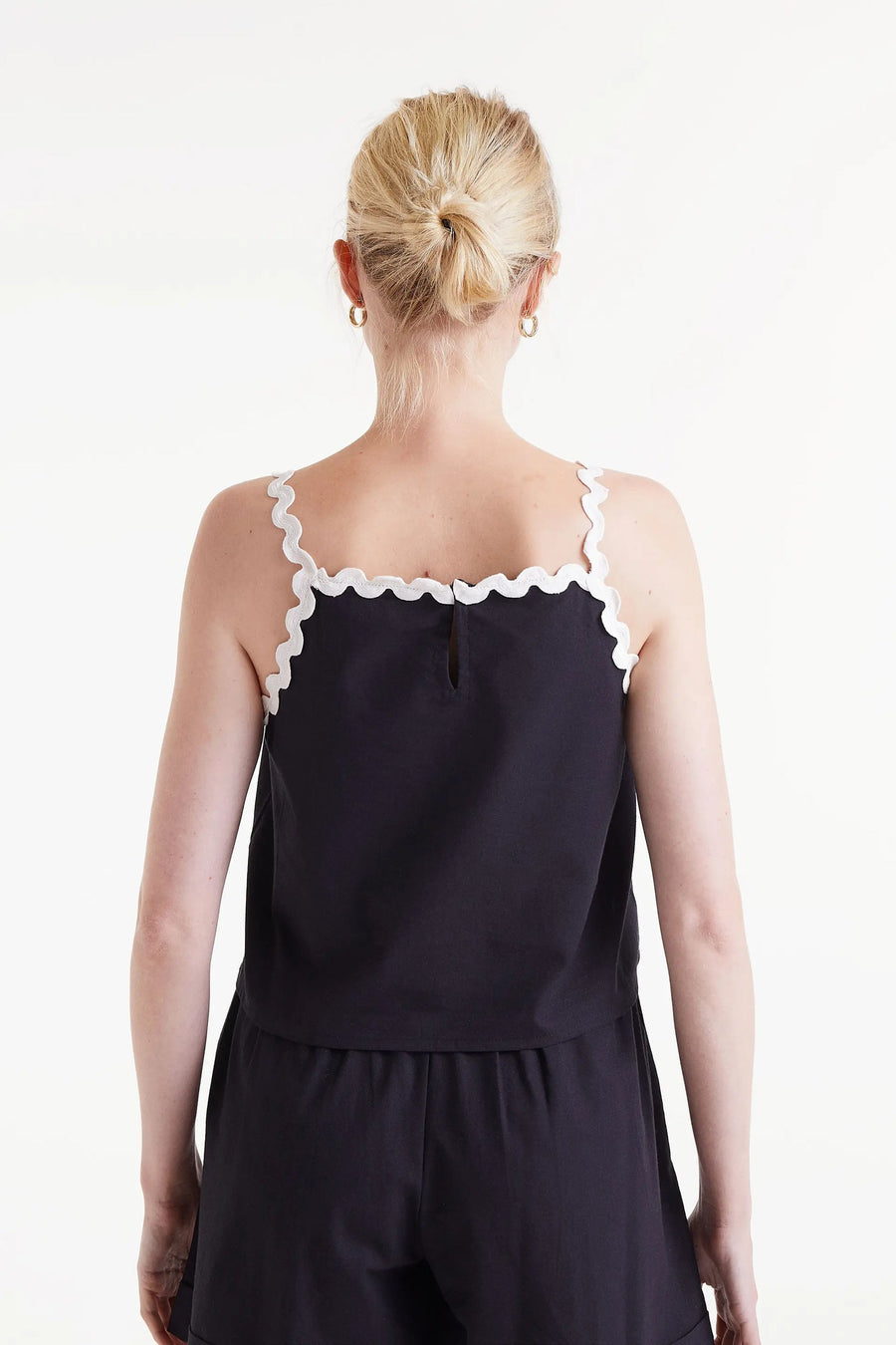Black picunela strappy top