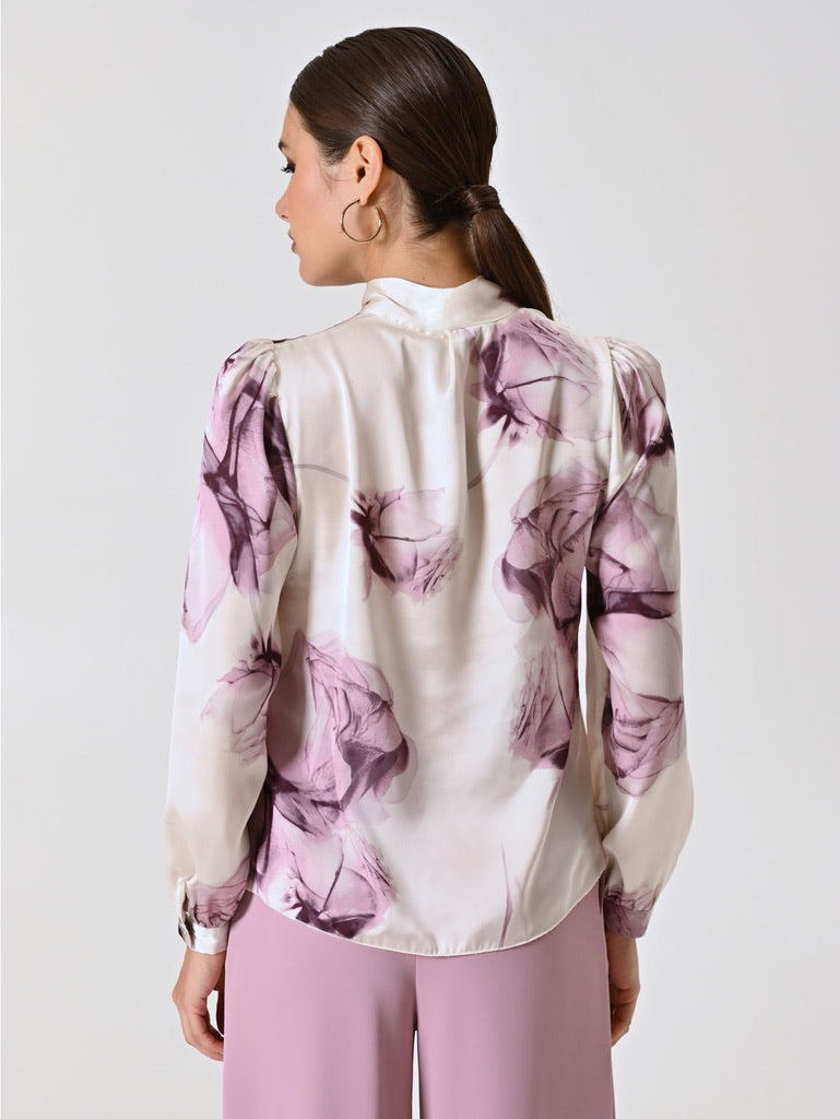 Pink Mauve Floral Print Blouse