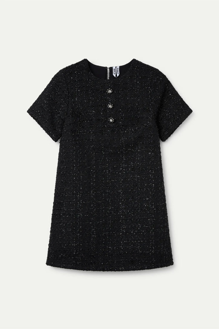Short black tweed dress