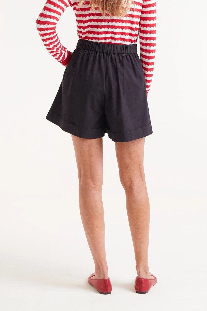 Black button shorts