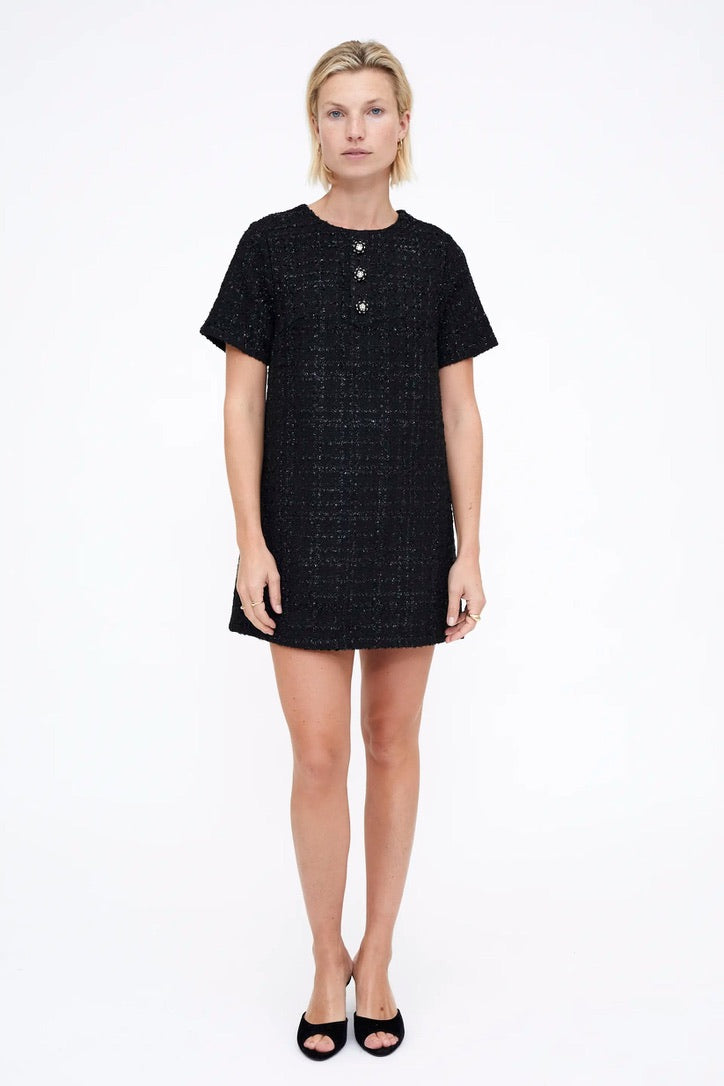 Short black tweed dress