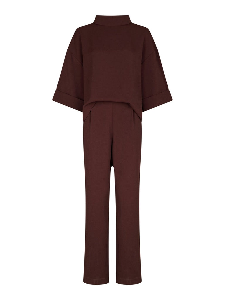 Arlo Crepe Jumpsuit - Burgundy