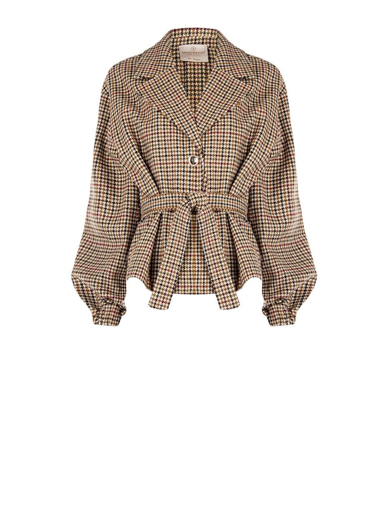 Multicoloured Houndstooth Short Coat