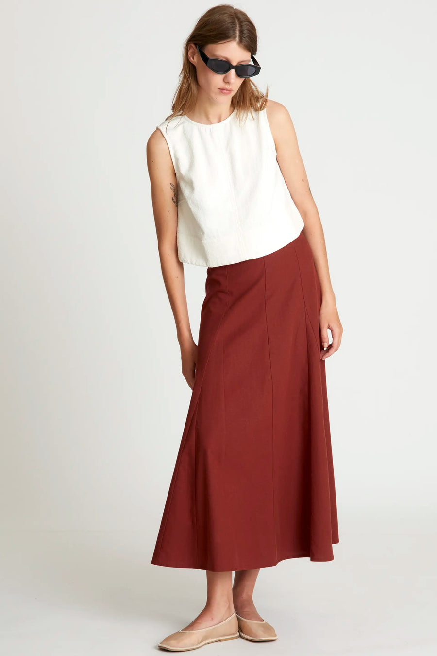 White tweed crop top
