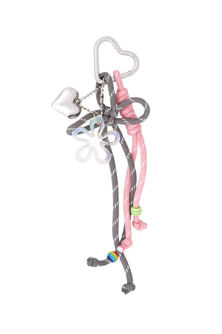 Bag Charm Heart Grey Pink
