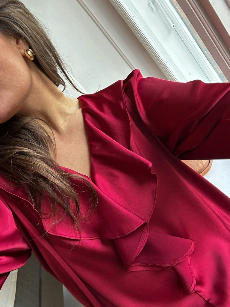 Sandie Sateen Blouse Wine