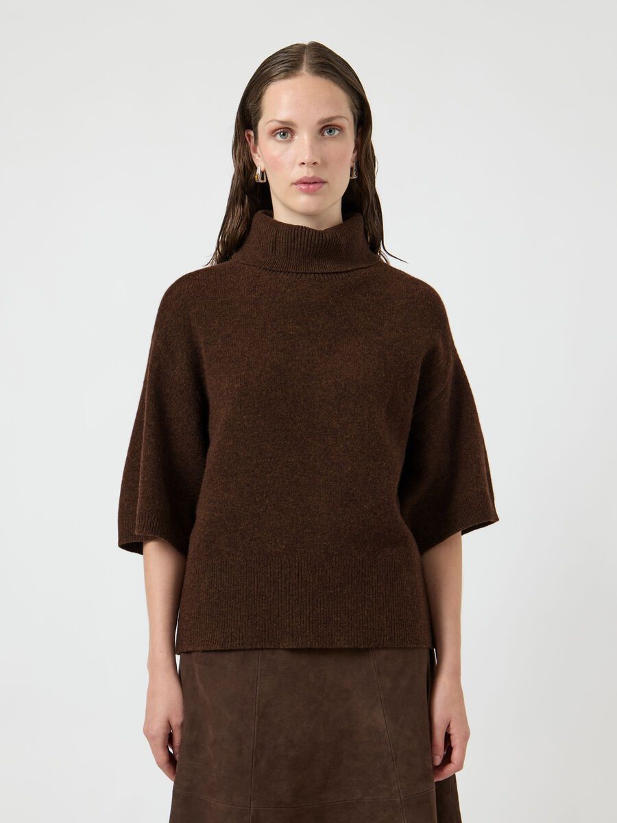 YASEmila 2/4 Wool Knit Pullover - Chocolate Brown
