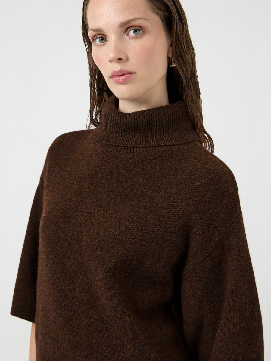YASEmila 2/4 Wool Knit Pullover - Chocolate Brown
