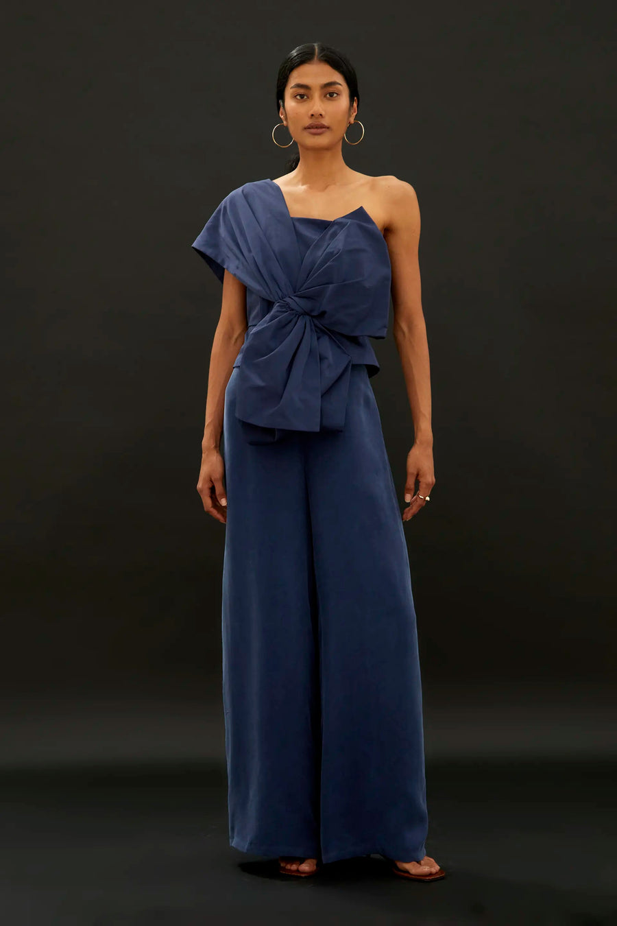 Navy blue wide leg pants