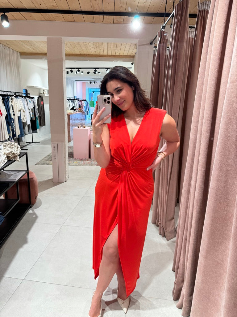 Ruched Waist Dress Red