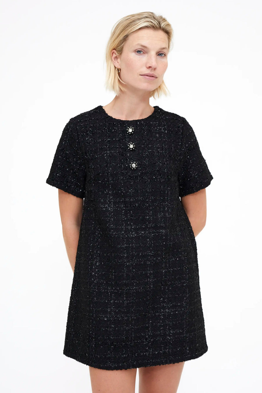 Short black tweed dress