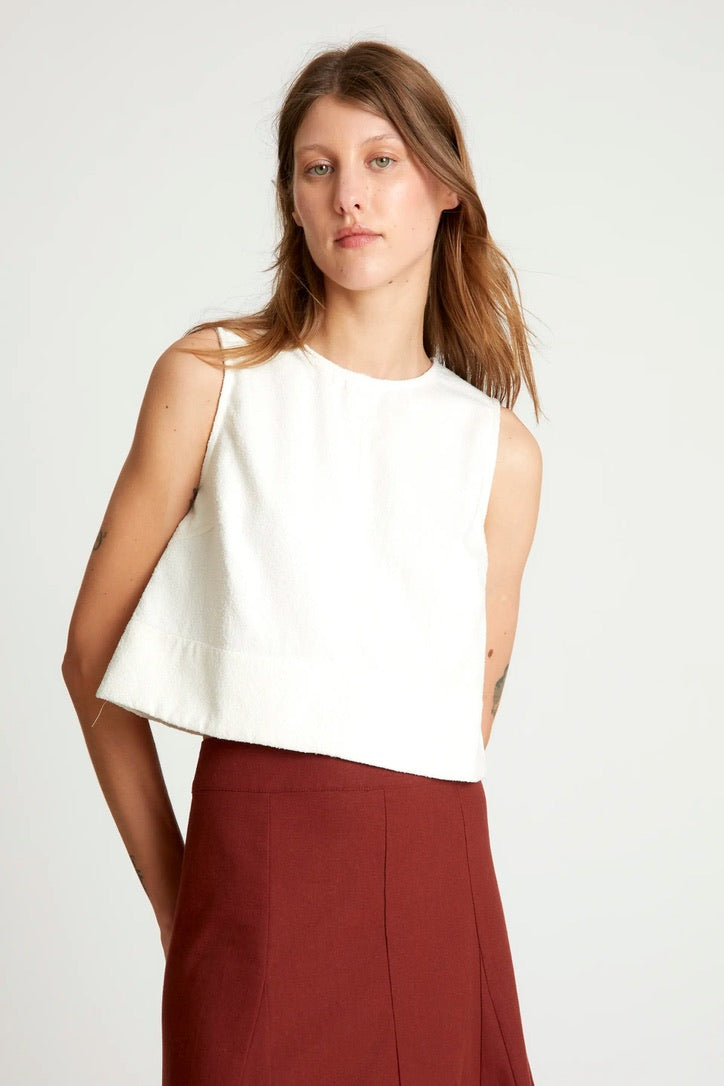 White tweed crop top