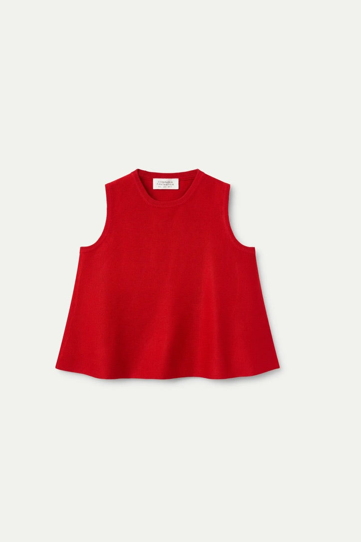 Red knit flared top