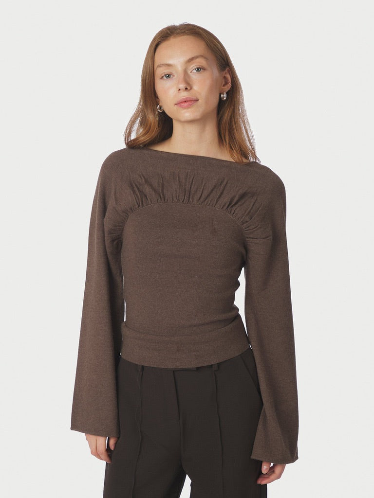 Kaiba Knit Blouse - Brown Melange