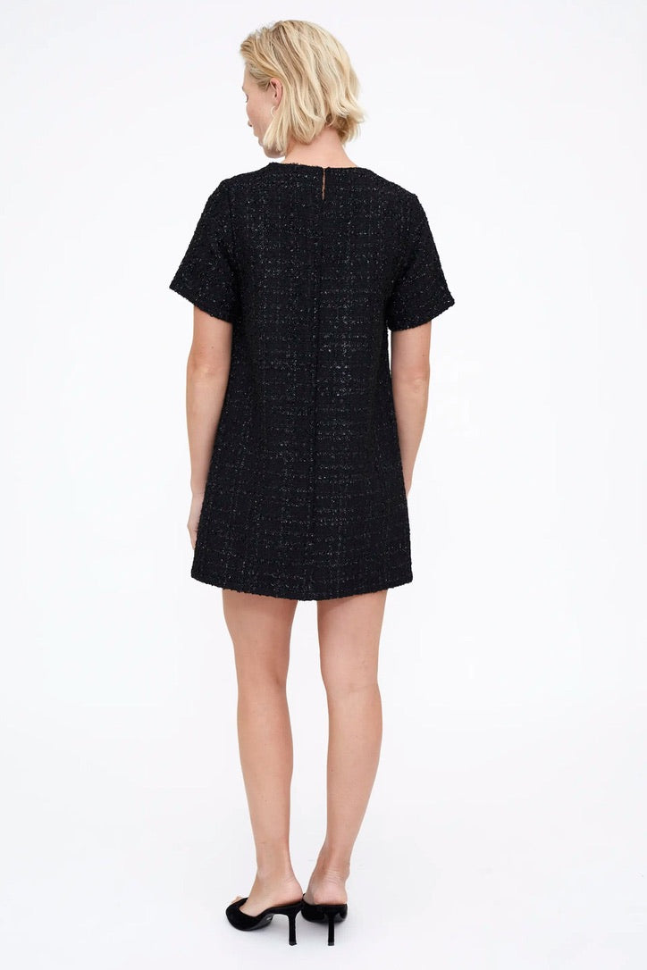 Short black tweed dress