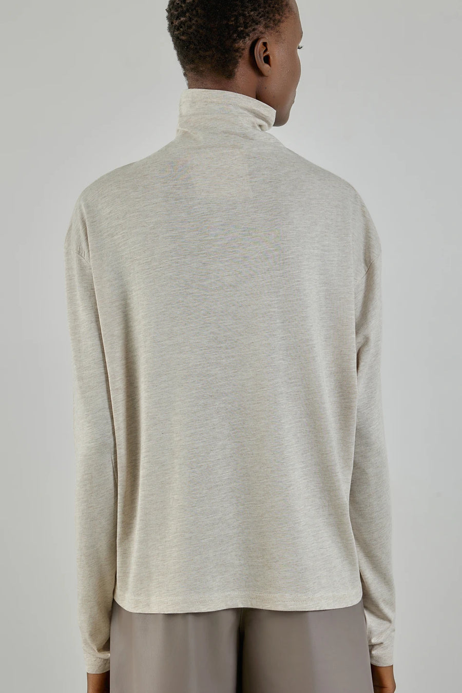 Long sleeves turtleneck blouse - Beige Melange