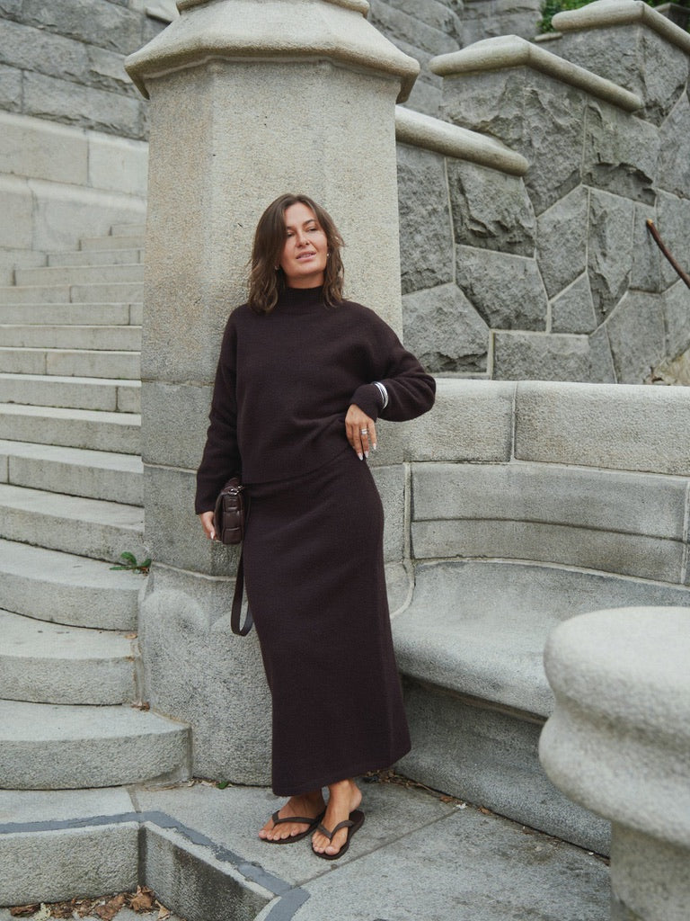 Paulina Knit Blouse - Dark Brown