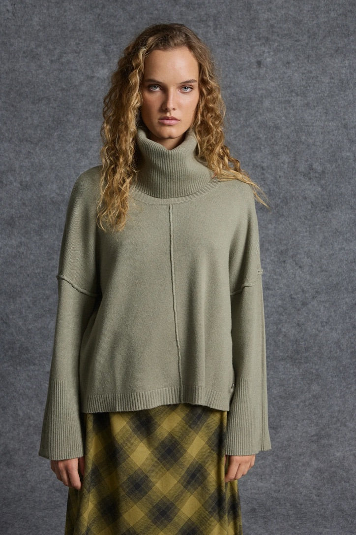 Jumper with detachable turtleneck - Khaki