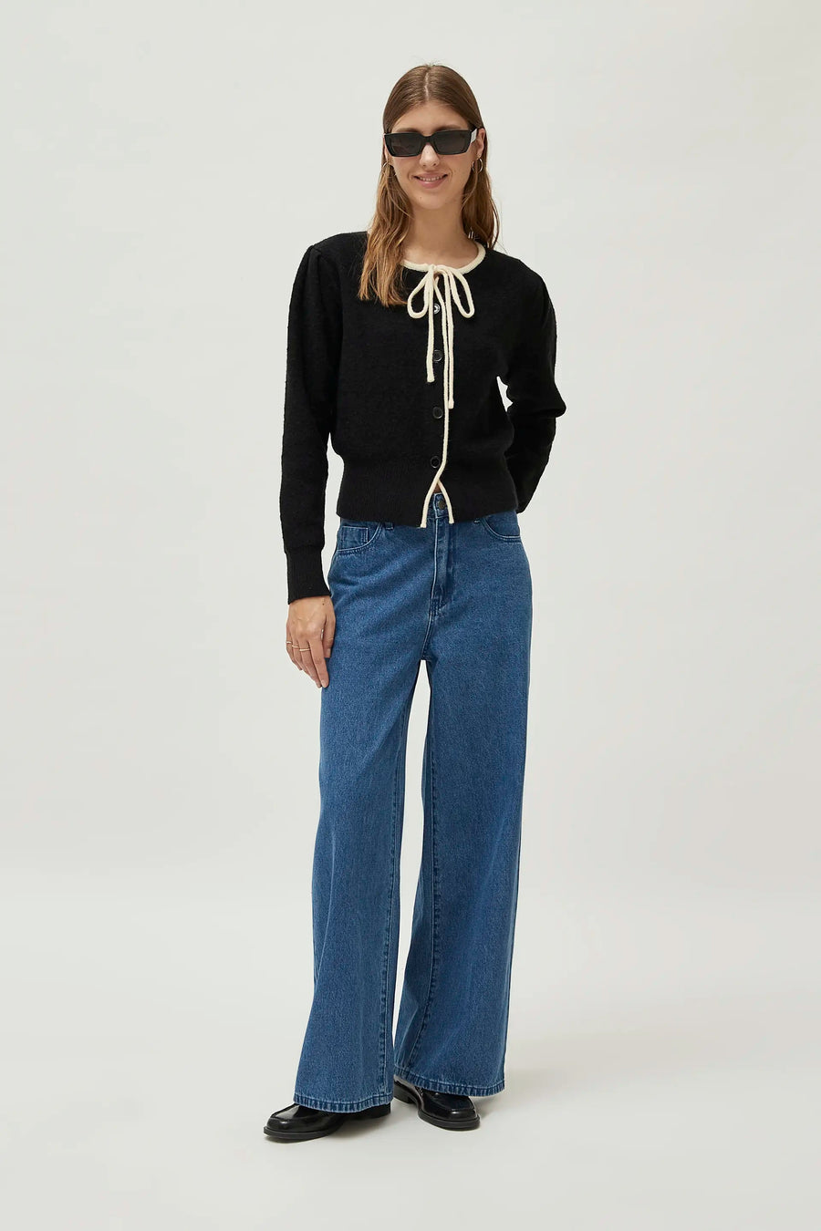 Blue wide leg jeans