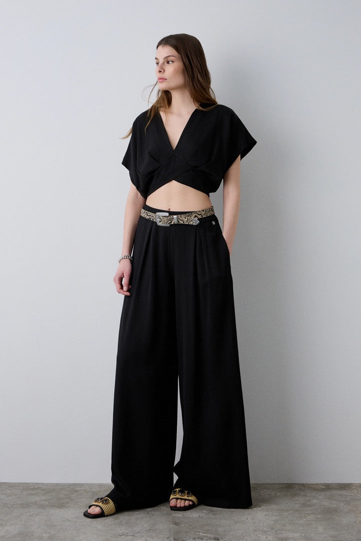 Elasticated wide leg pants