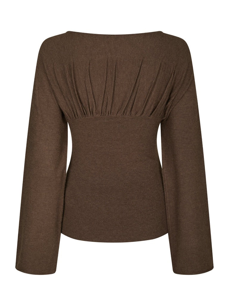 Kaiba Knit Blouse - Brown Melange