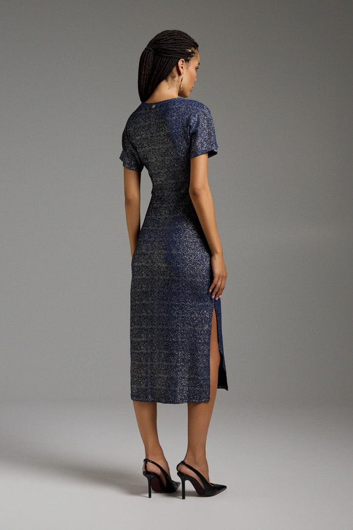 Maxi short sleeves dress lurex