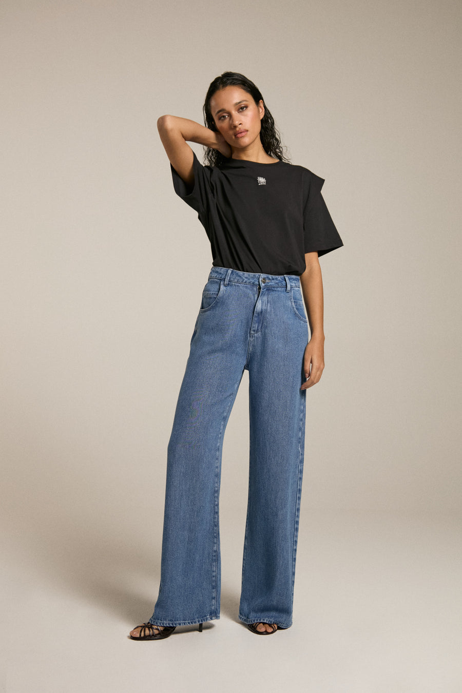 Flowy Palazzo Jeans Dark Wash