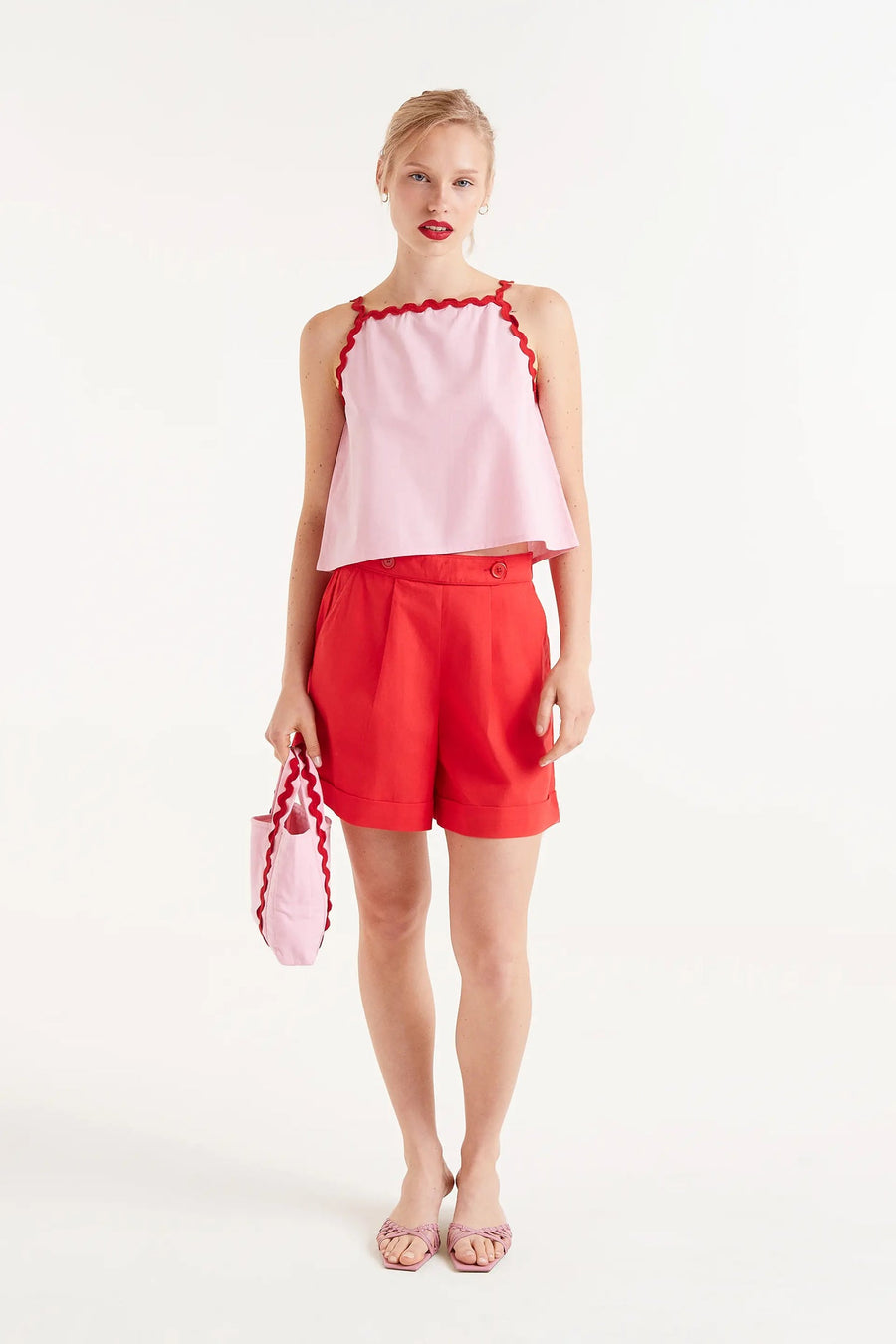 Pink picunela strappy top