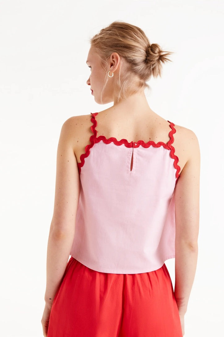 Pink picunela strappy top