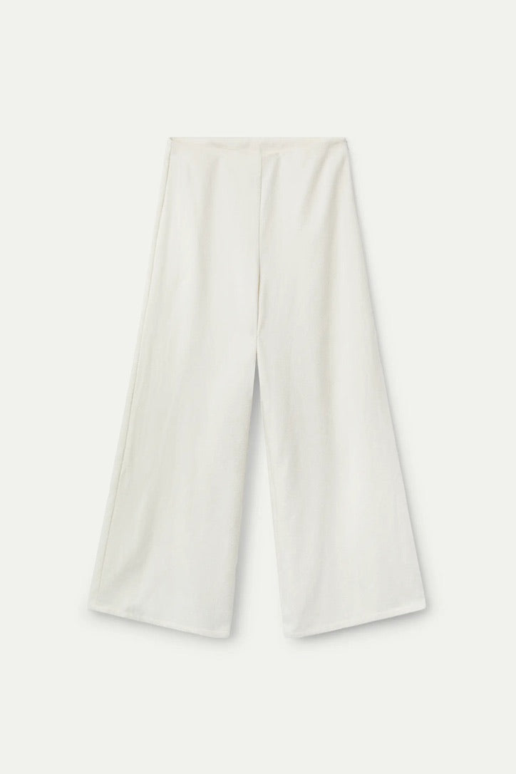 White tweed straight trousers