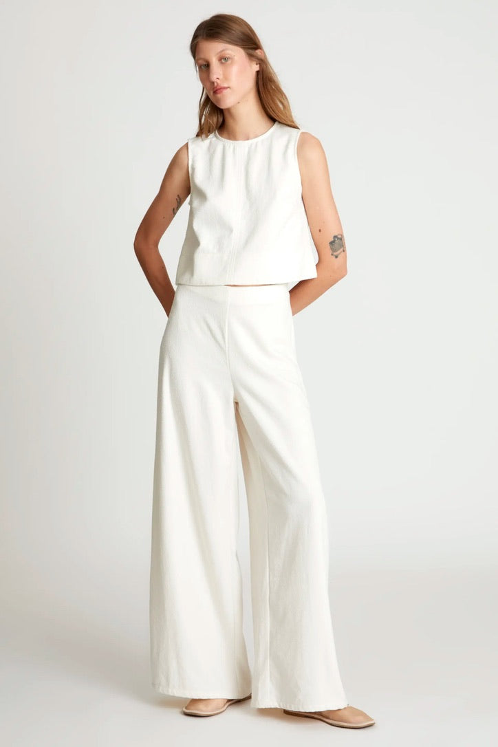 White tweed straight trousers