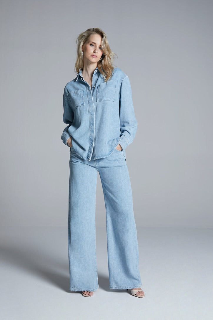 Flowy Palazzo Jeans Blue