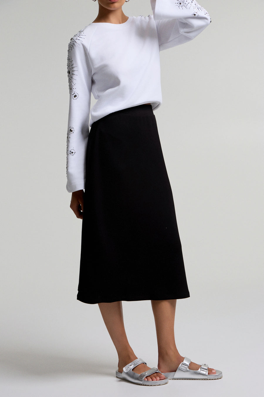 Midi high-waisted skirt