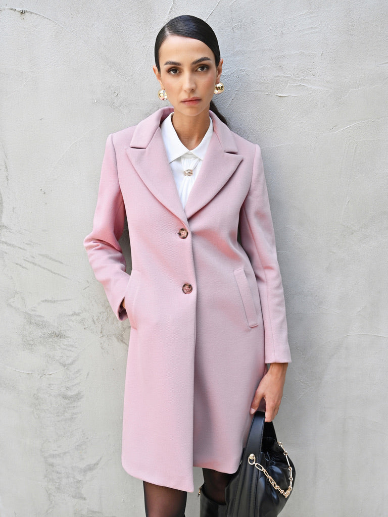 Mauve Pink Velour Midi Coat