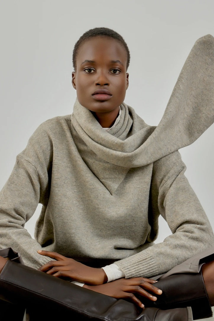 Scarf Knit - Beige Melange