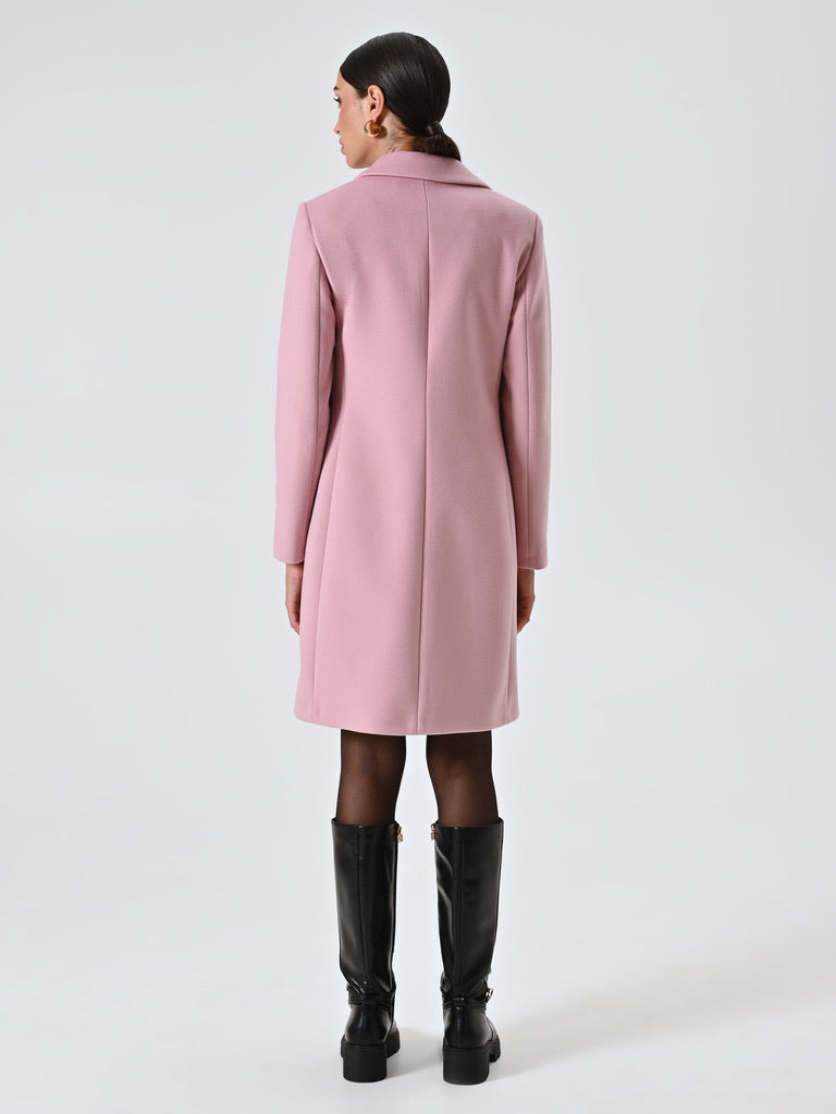 Mauve Pink Velour Midi Coat