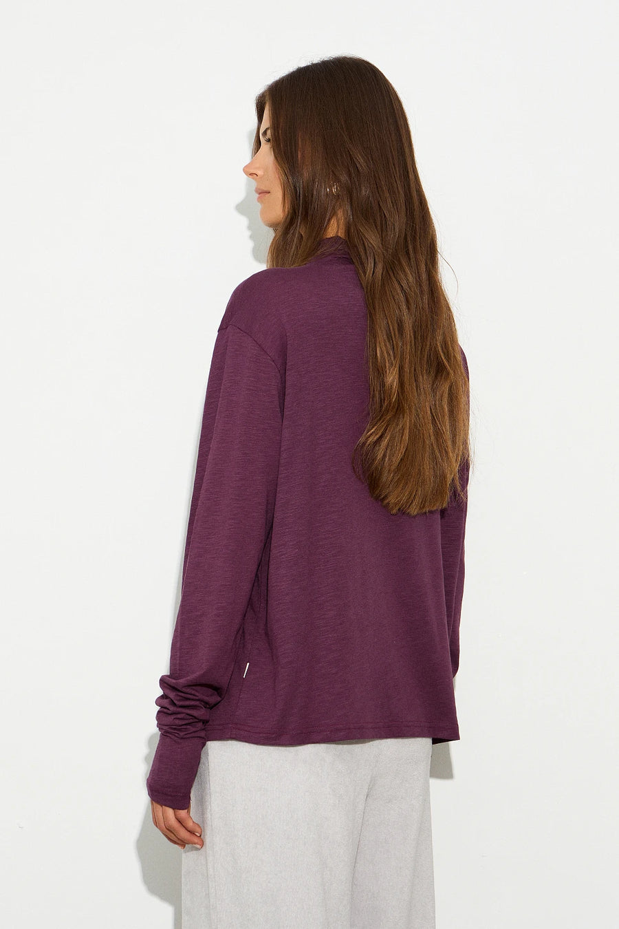 Long sleeves turtleneck blouse - Burgundy