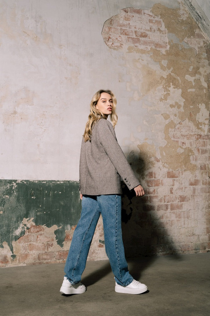 Woolen Blazer With Herringbone