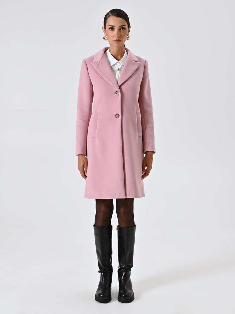Mauve Pink Velour Midi Coat