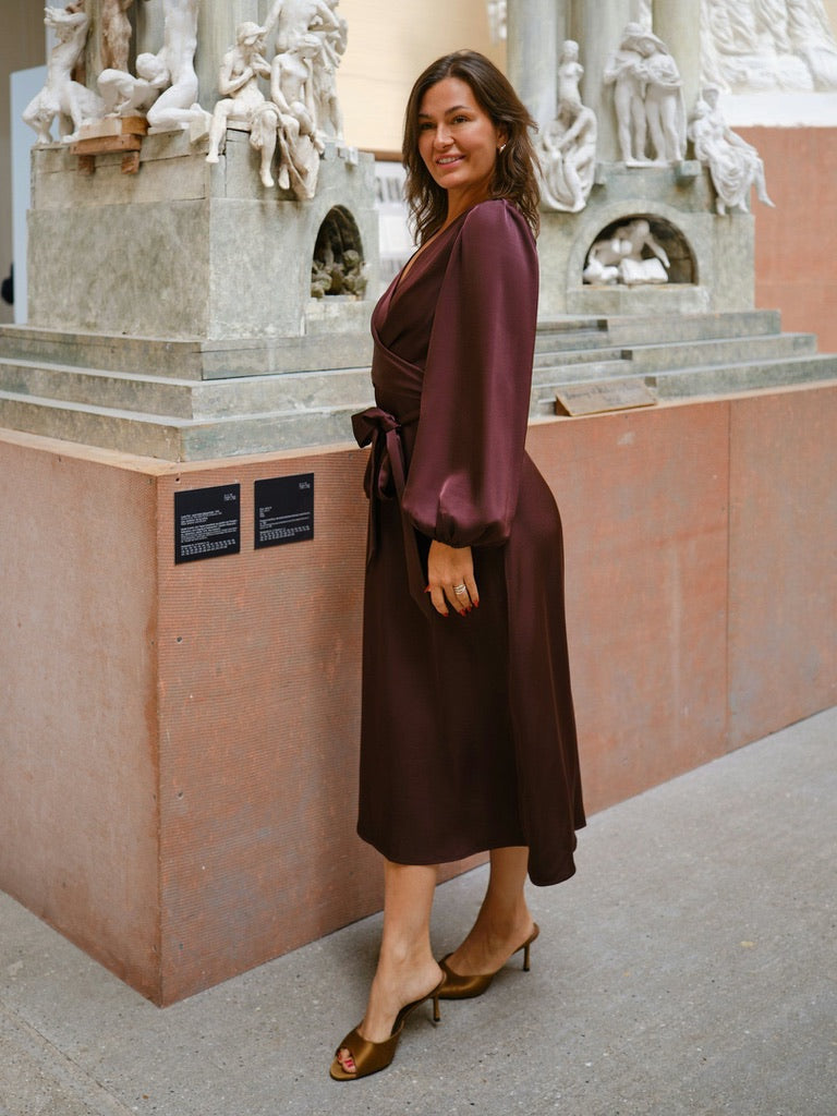 Rimini Heavy Sateen Dress - Burgundy