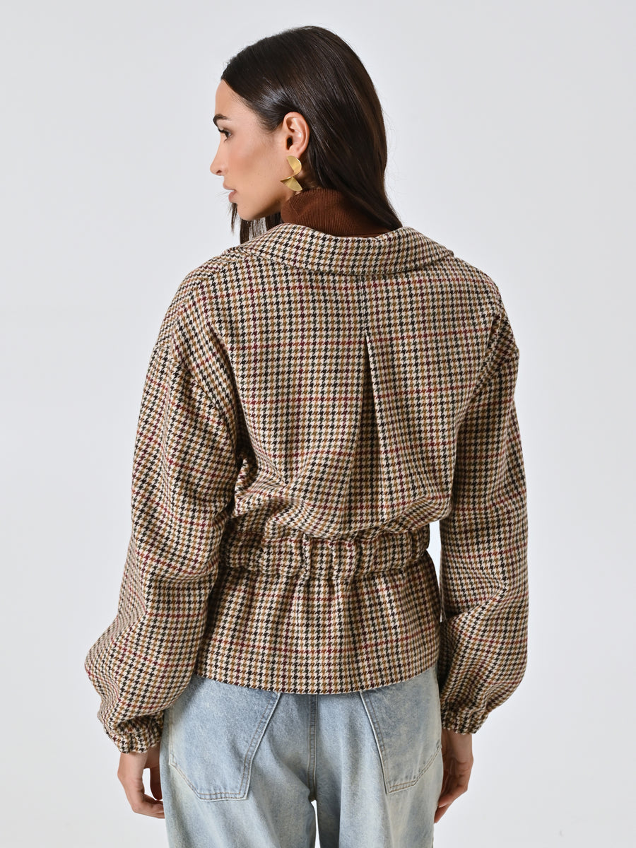 Multicoloured Houndstooth Short Coat