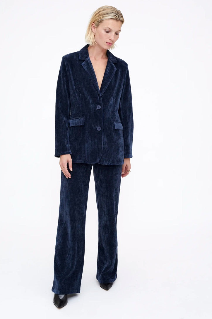 Navy Blue Velvet Corduroy Blazer