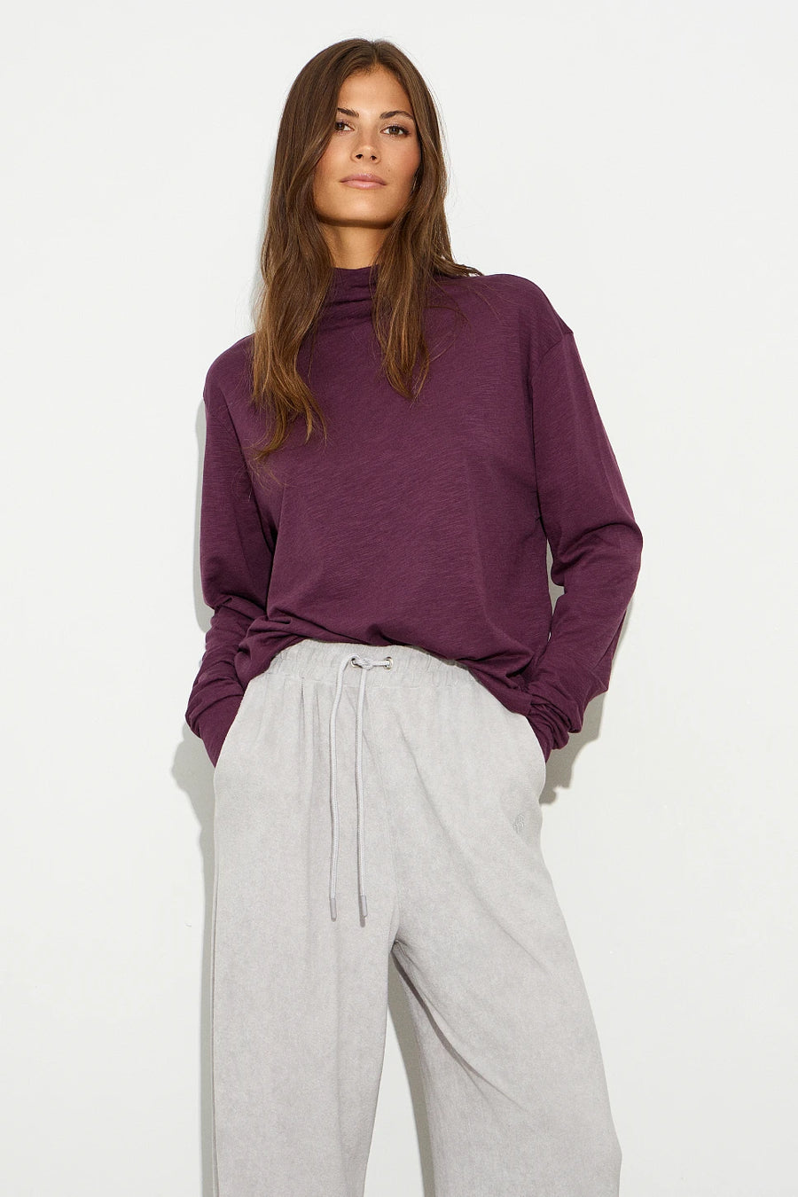Long sleeves turtleneck blouse - Burgundy