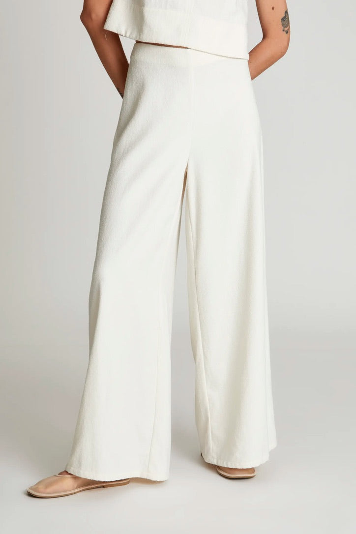 White tweed straight trousers