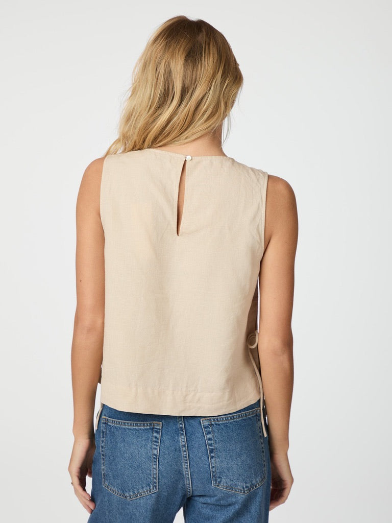 Svetlana Linen Top Sand