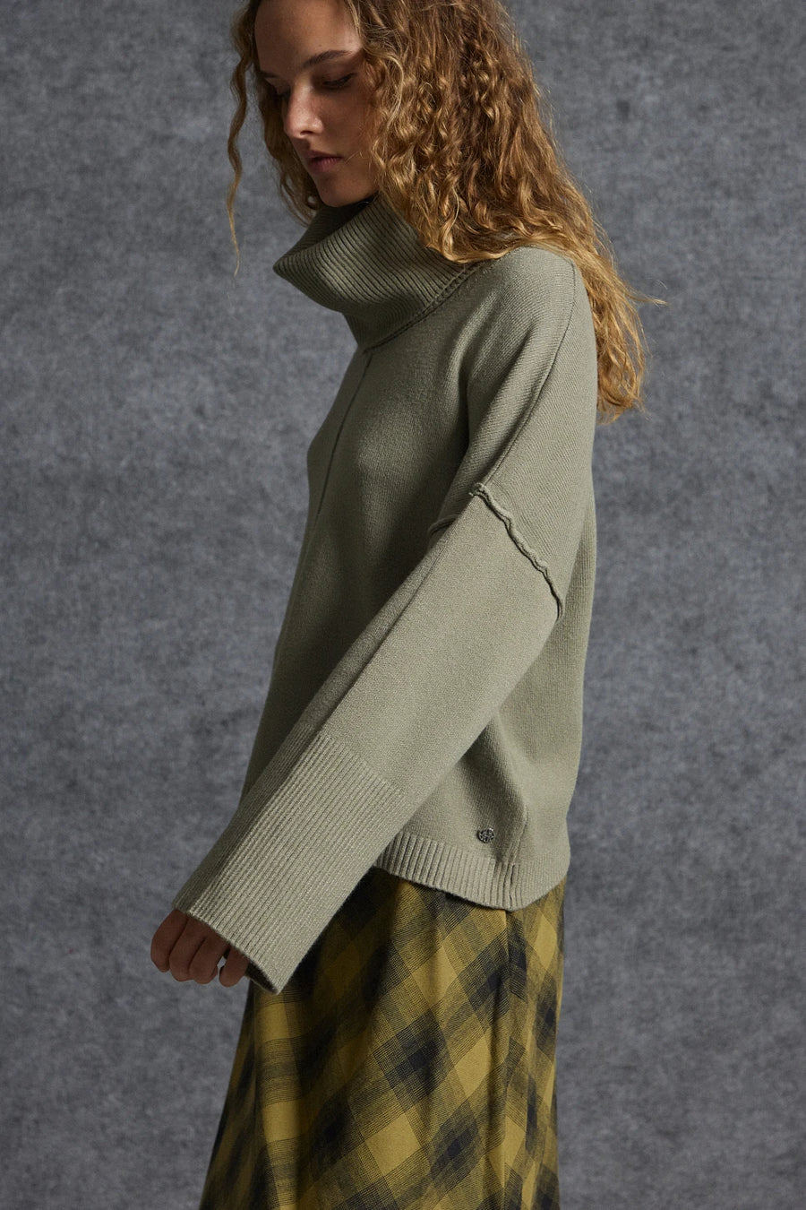 Jumper with detachable turtleneck - Khaki
