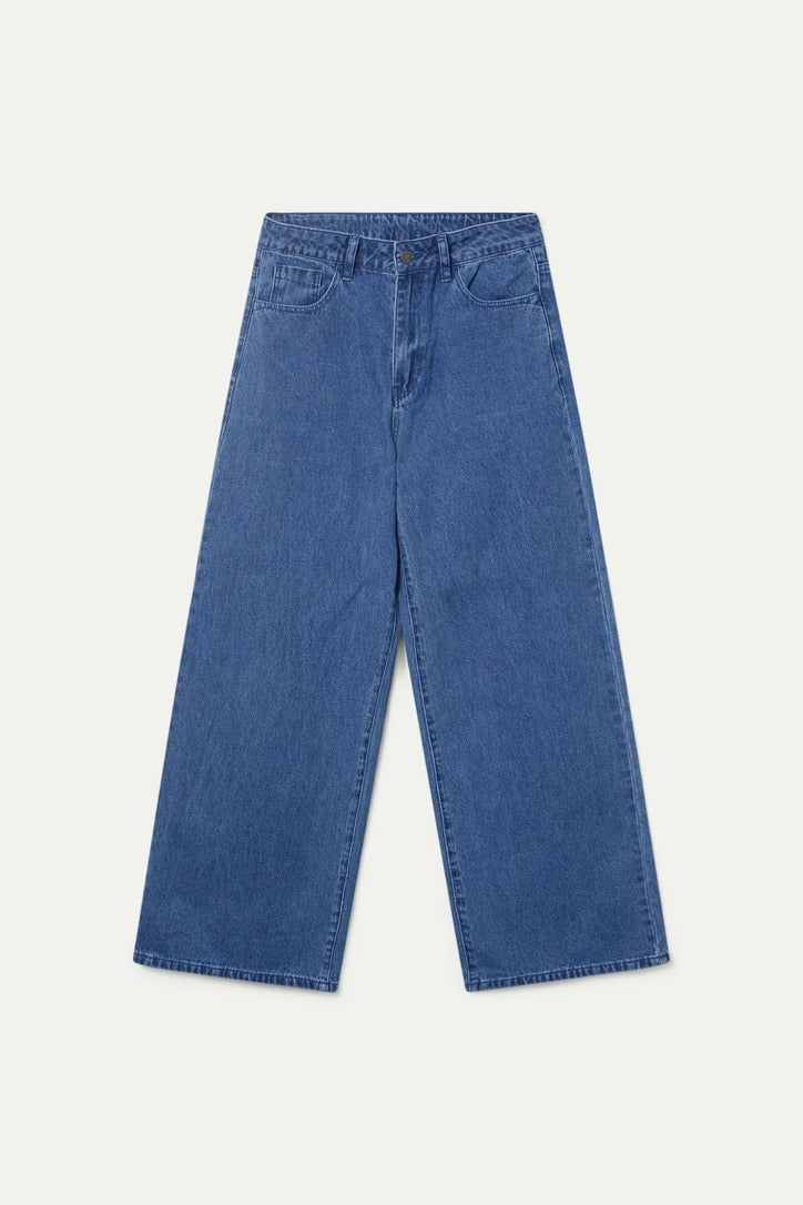 Blue wide leg jeans